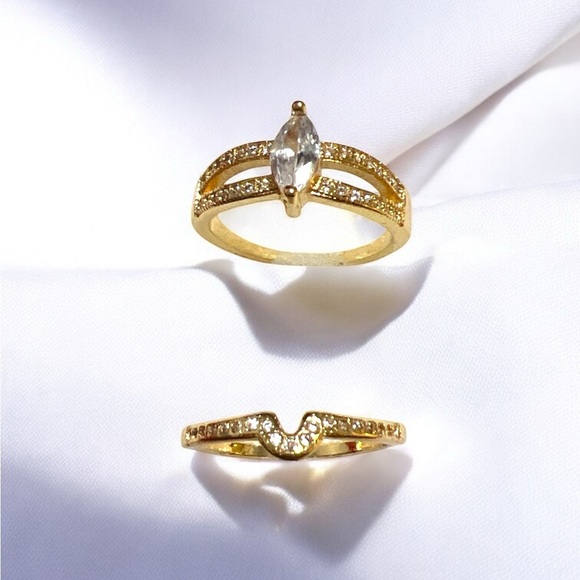 Elegant Set of 18k Gold Plated Rings-6 - Picture 1 of 8